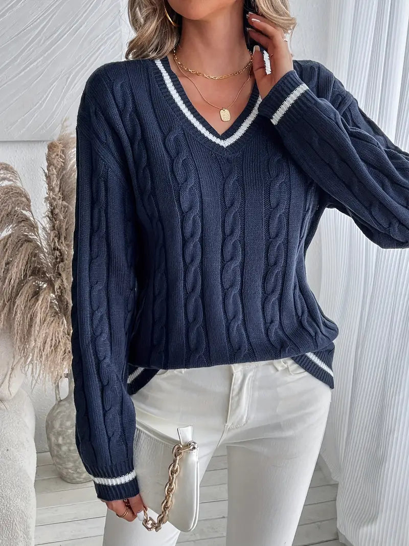 Moda™ | Stylowa i Wygodna Sweter z V-dekoltem na Jesień