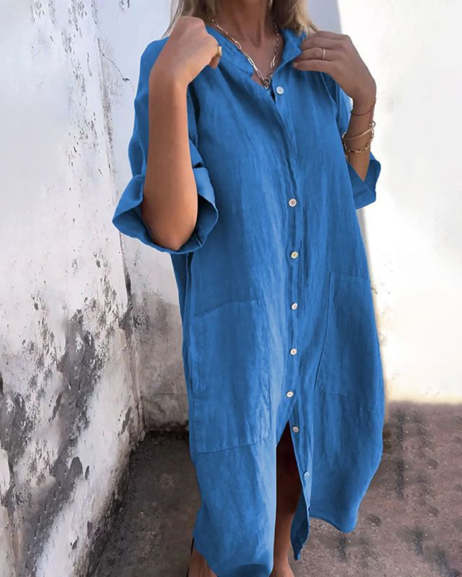 Moda™ | Casualna sukienka koszulowa z guzikami