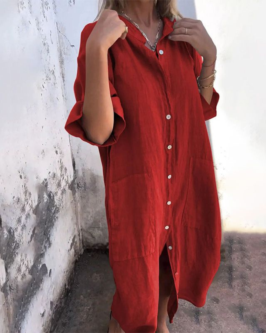 Moda™ | Casualna sukienka koszulowa z guzikami