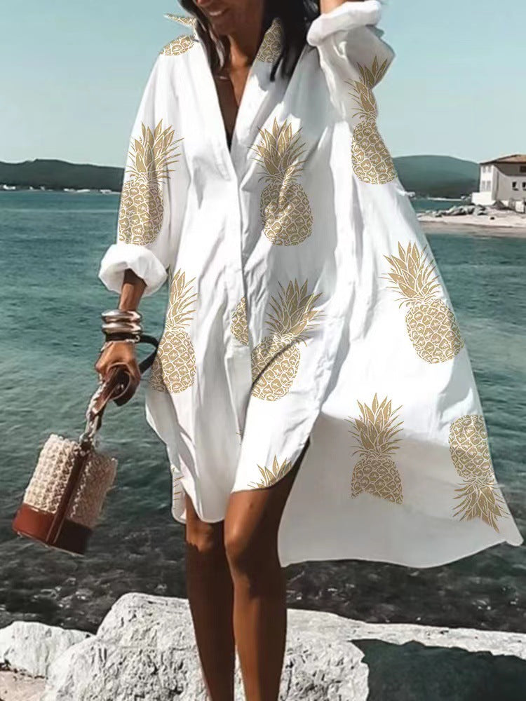 Moda™ I Sukienka koszulowa z nadrukiem