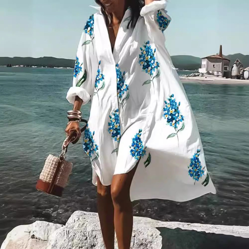 Moda™ I Sukienka koszulowa z nadrukiem
