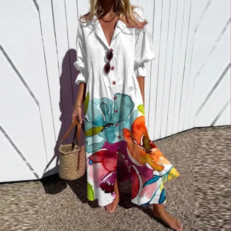 Moda™ | Casualna sukienka maxi w kwiatowy wzór