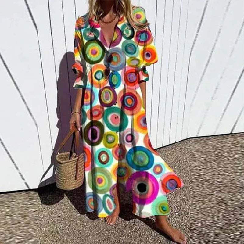 Moda™ | Casualna sukienka maxi w kwiatowy wzór