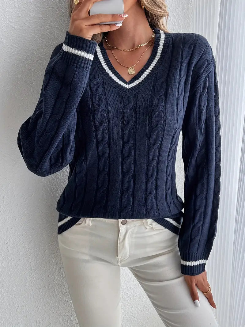 Moda™ | Stylowa i Wygodna Sweter z V-dekoltem na Jesień