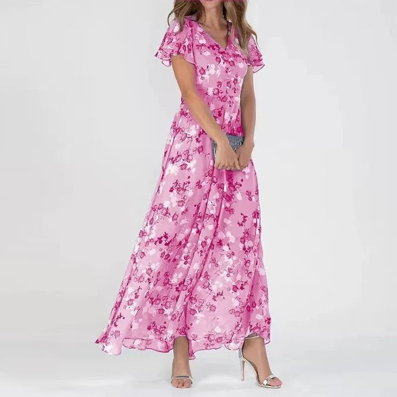 Moda™ I Długa sukienka maxi w kwiaty