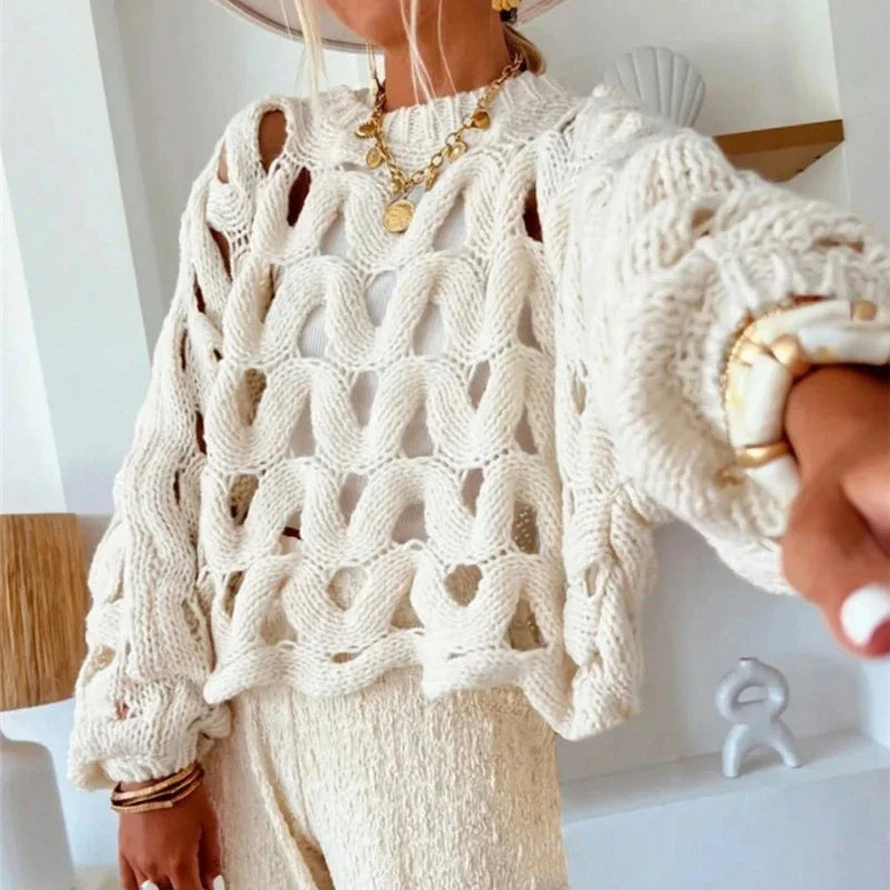 Moda™ | Ażurowy Sweter Statement