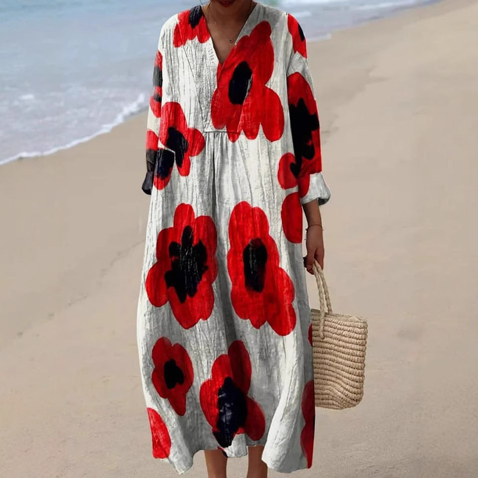 Moda™ – Sukienka maxi z geometrycznym wzorem