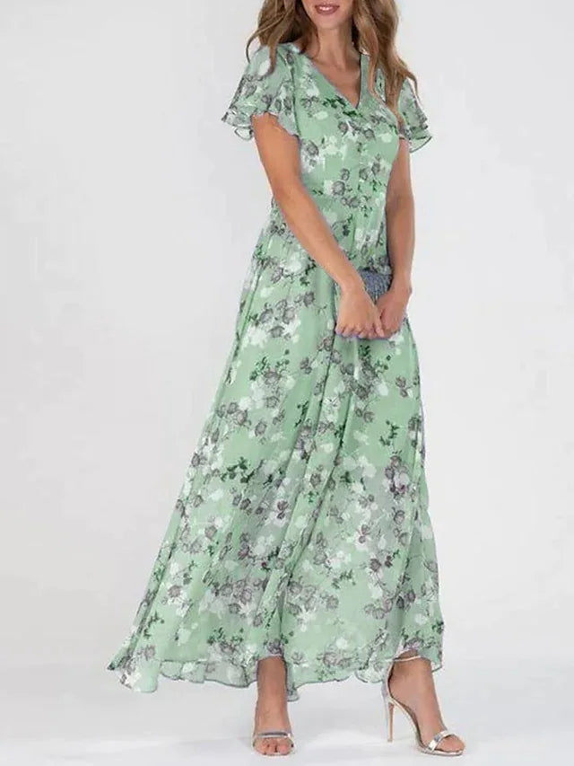Moda™ I Długa sukienka maxi w kwiaty