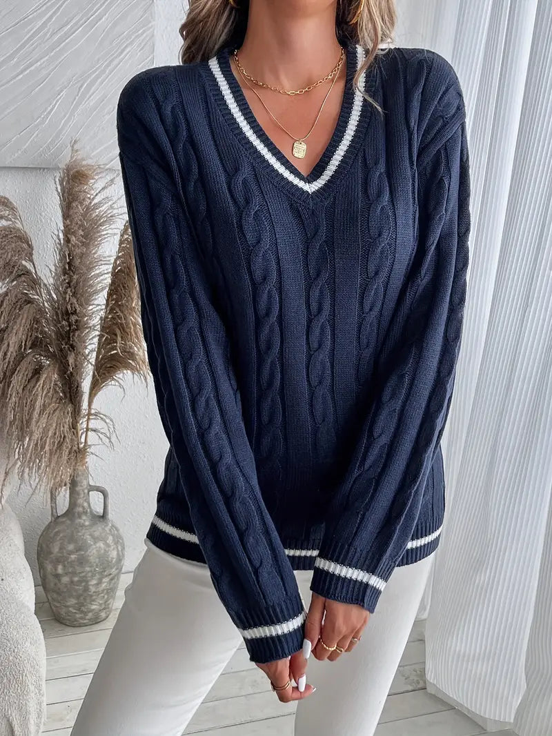 Moda™ | Stylowa i Wygodna Sweter z V-dekoltem na Jesień