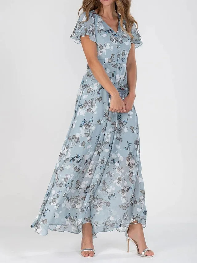 Moda™ I Długa sukienka maxi w kwiaty