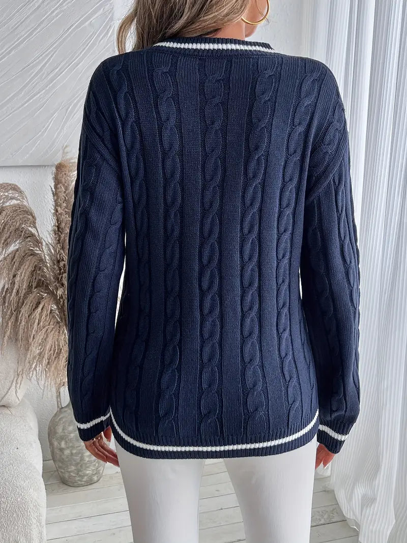 Moda™ | Stylowa i Wygodna Sweter z V-dekoltem na Jesień