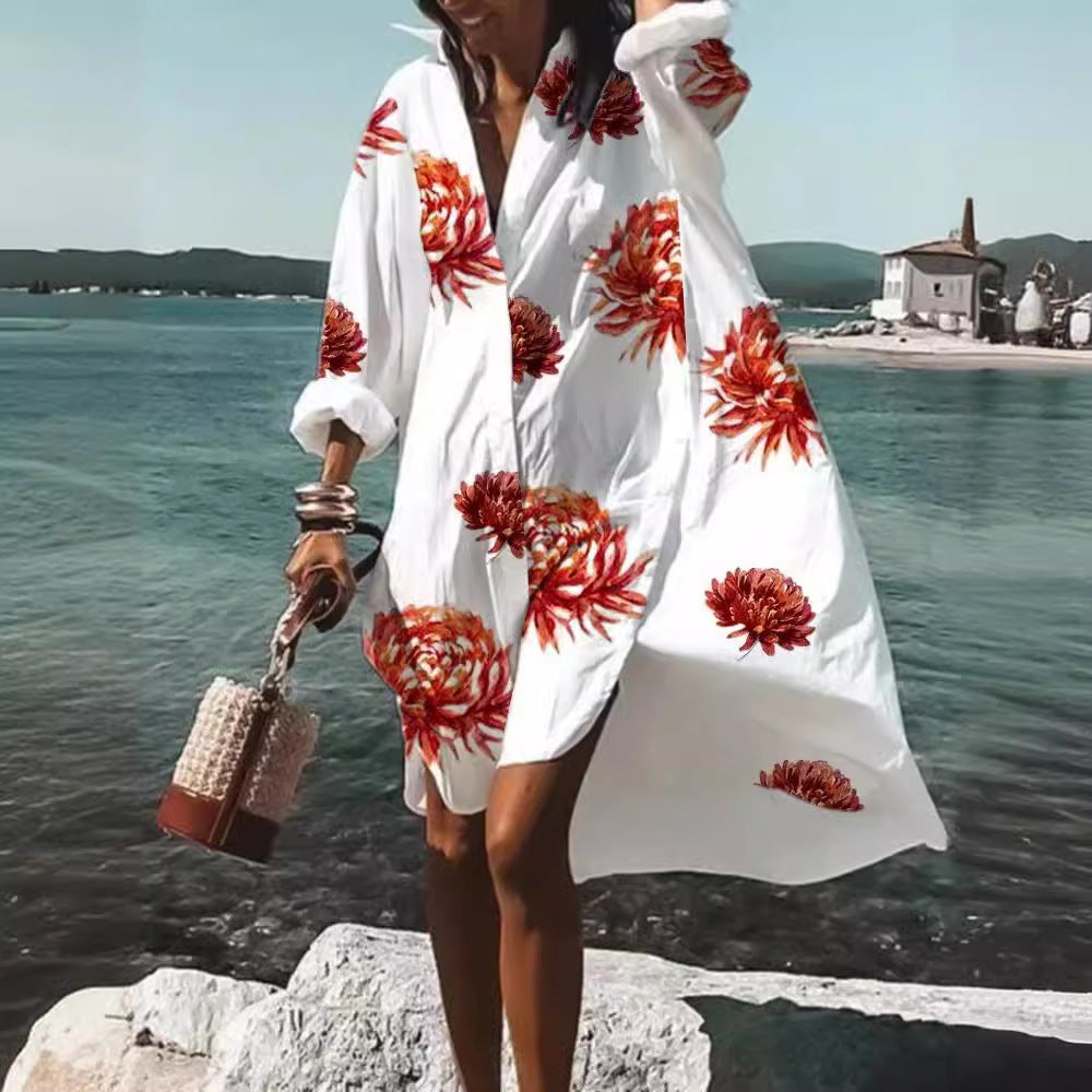 Moda™ I Sukienka koszulowa z nadrukiem
