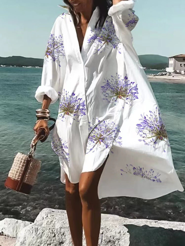 Moda™ I Sukienka koszulowa z nadrukiem
