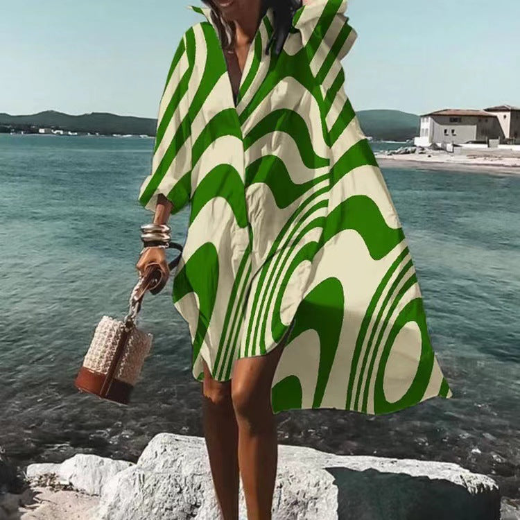 Moda™ I Sukienka koszulowa z nadrukiem