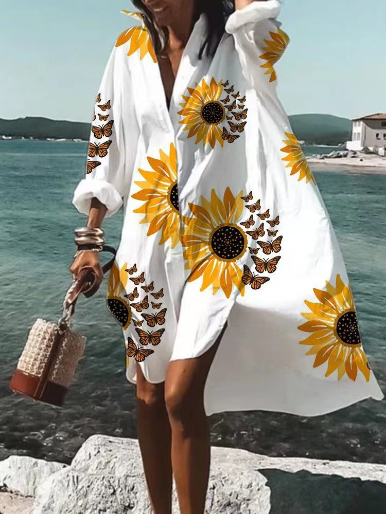 Moda™ I Sukienka koszulowa z nadrukiem