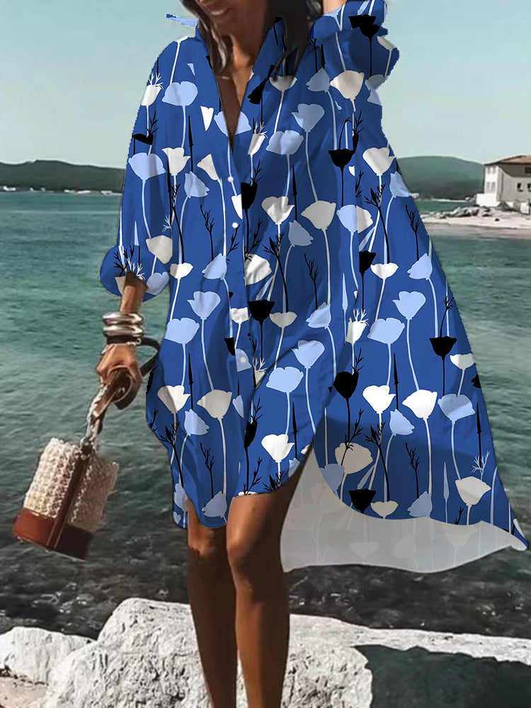 Moda™ I Sukienka koszulowa z nadrukiem