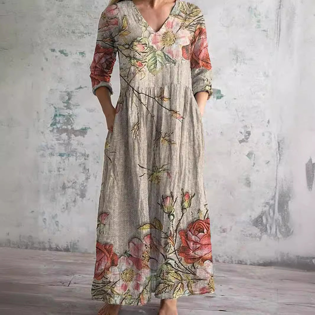 Moda™ | Długa sukienka w kwiaty
