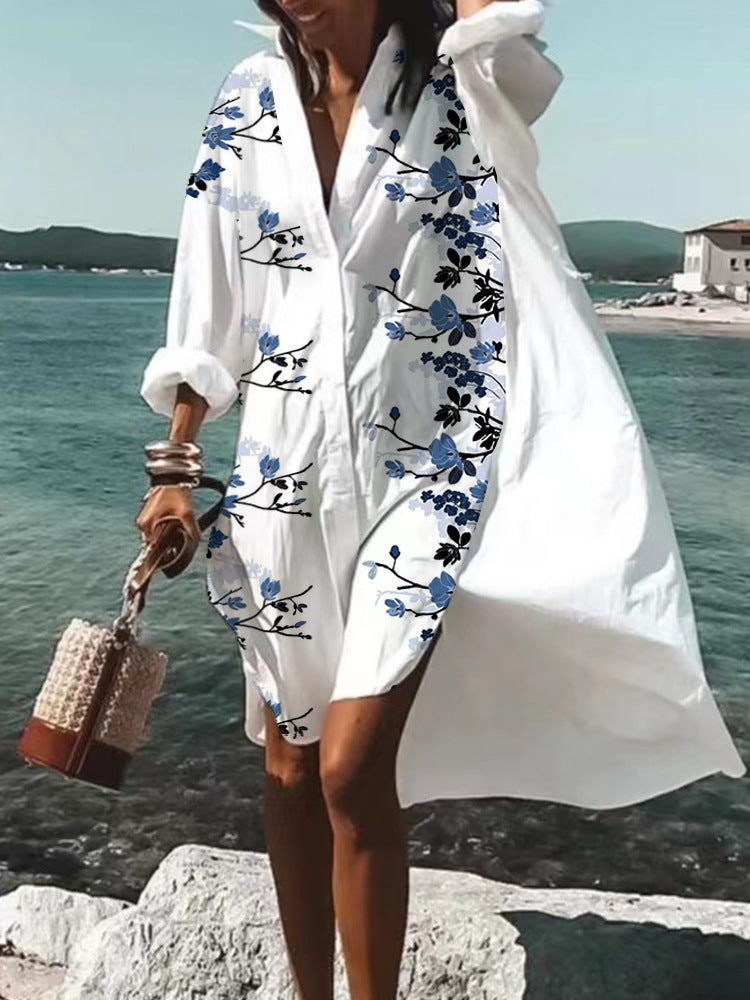 Moda™ I Sukienka koszulowa z nadrukiem