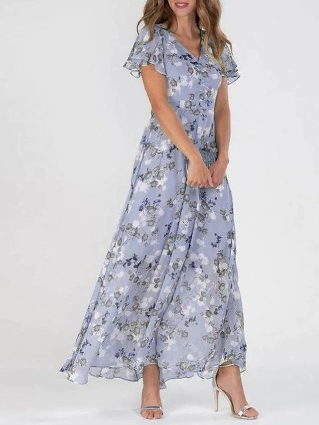 Moda™ I Długa sukienka maxi w kwiaty