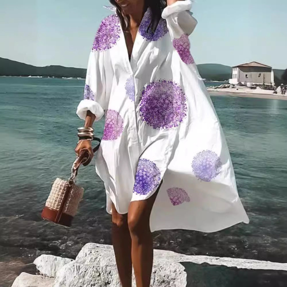 Moda™ I Sukienka koszulowa z nadrukiem
