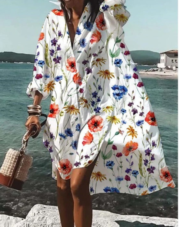 Moda™ I Sukienka koszulowa z nadrukiem