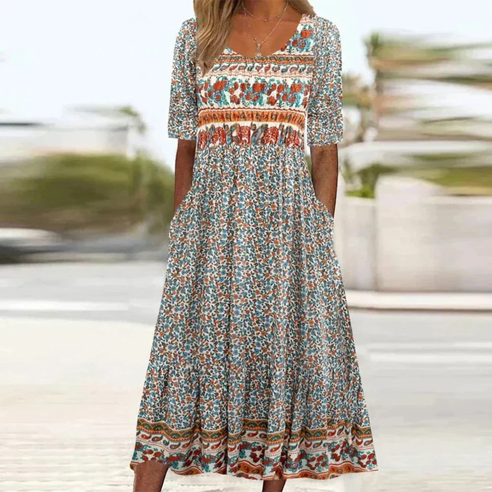 Moda™ | Sukienka boho z nadrukiem