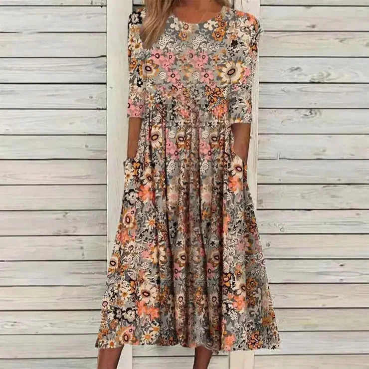 Moda™ | Sukienka midi w kwiaty