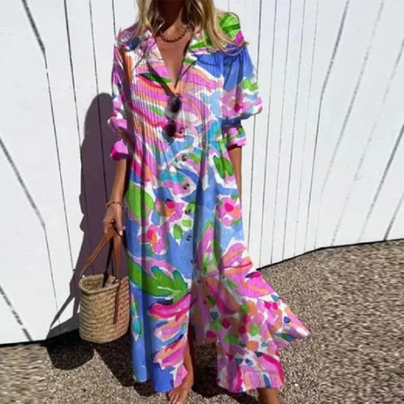 Moda™ | Casualna sukienka maxi w kwiatowy wzór