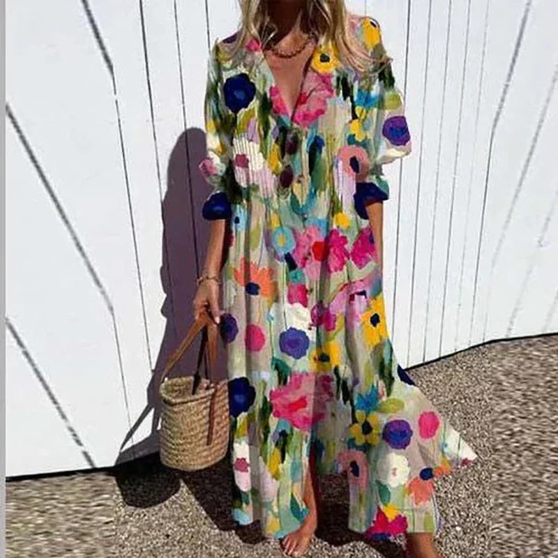 Moda™ | Casualna sukienka maxi w kwiatowy wzór