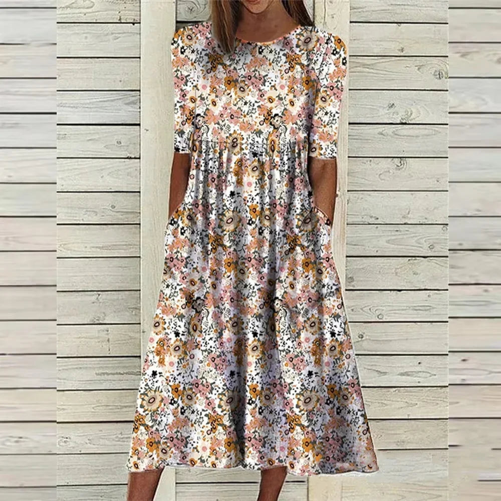 Moda™ | Sukienka midi w kwiaty