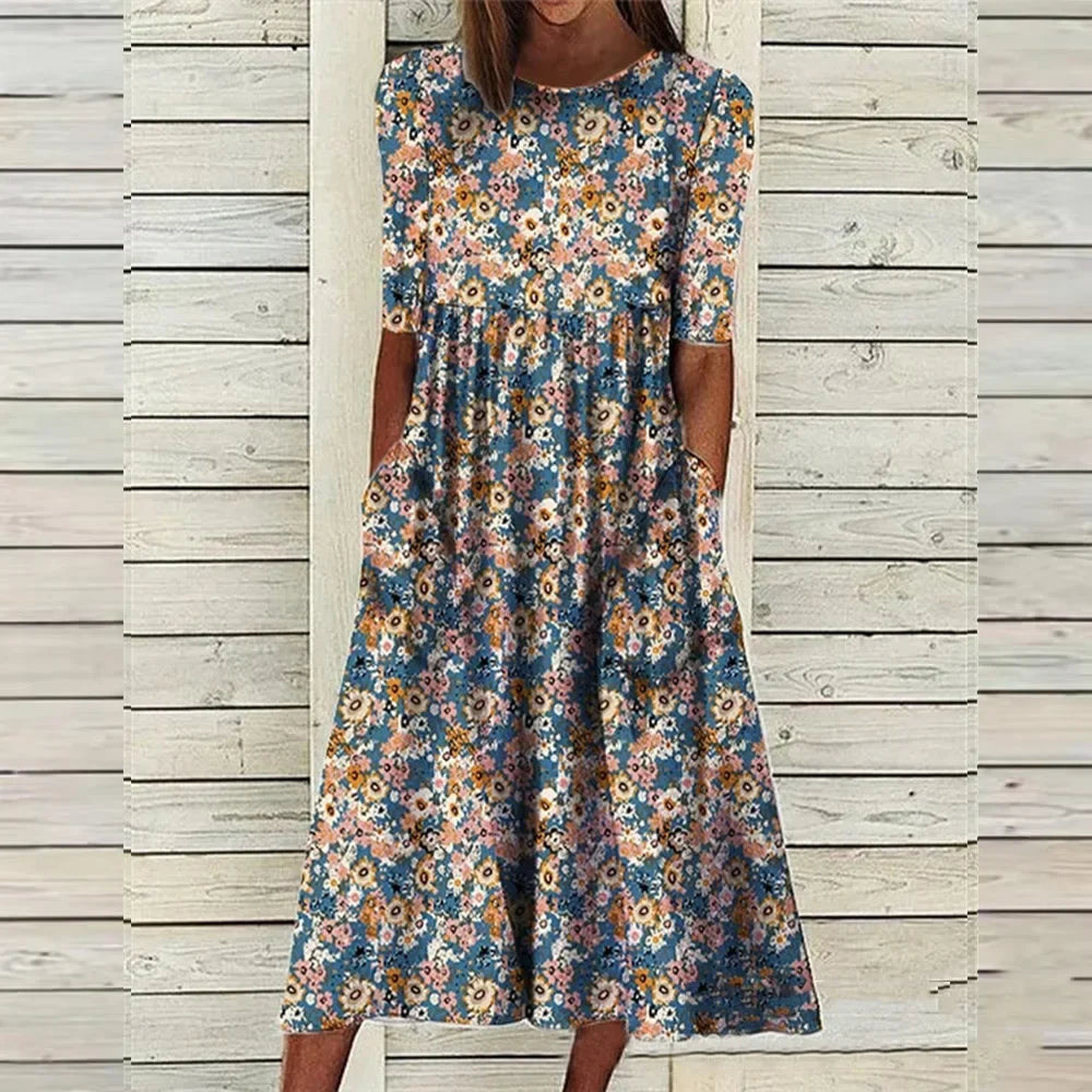 Moda™ | Sukienka midi w kwiaty