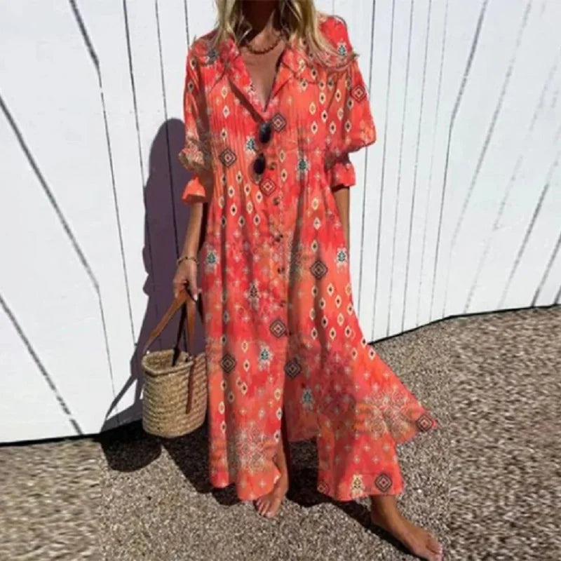 Moda™ | Casualna sukienka maxi w kwiatowy wzór
