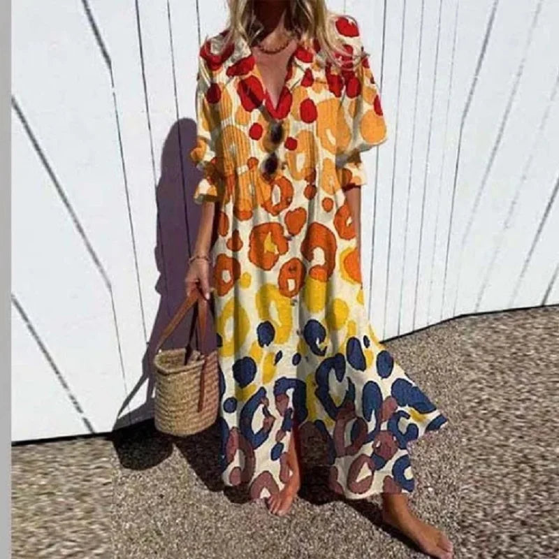 Moda™ | Casualna sukienka maxi w kwiatowy wzór