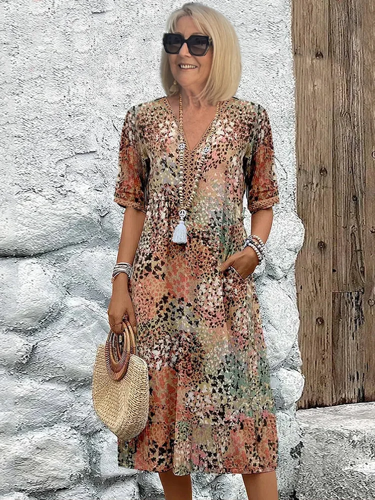 Moda™ | Sukienka midi we wzory