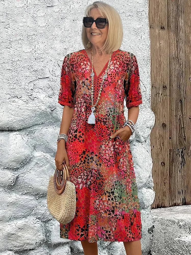Moda™ | Sukienka midi we wzory