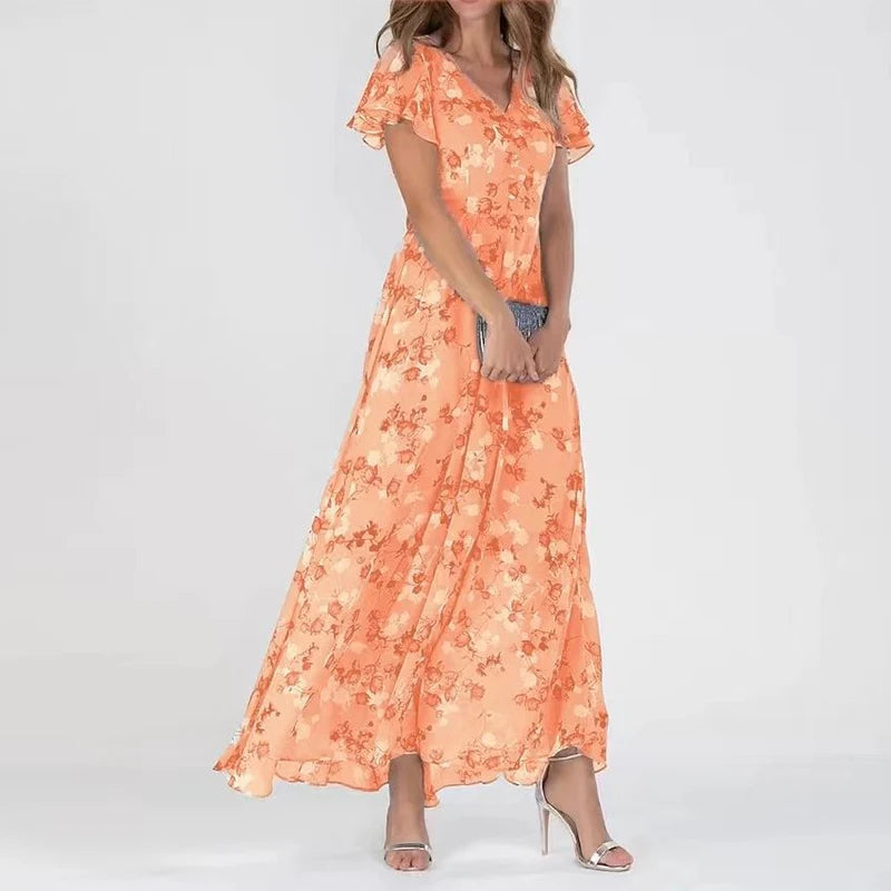 Moda™ I Długa sukienka maxi w kwiaty