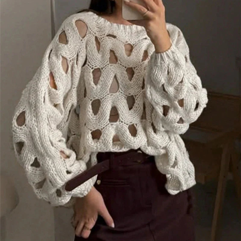 Moda™ | Ażurowy Sweter Statement
