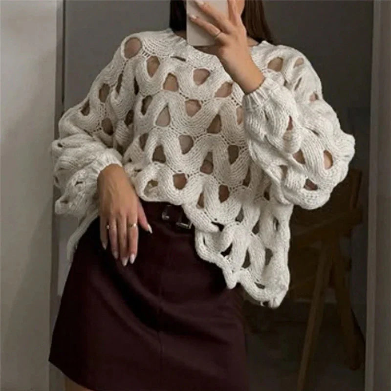Moda™ | Ażurowy Sweter Statement