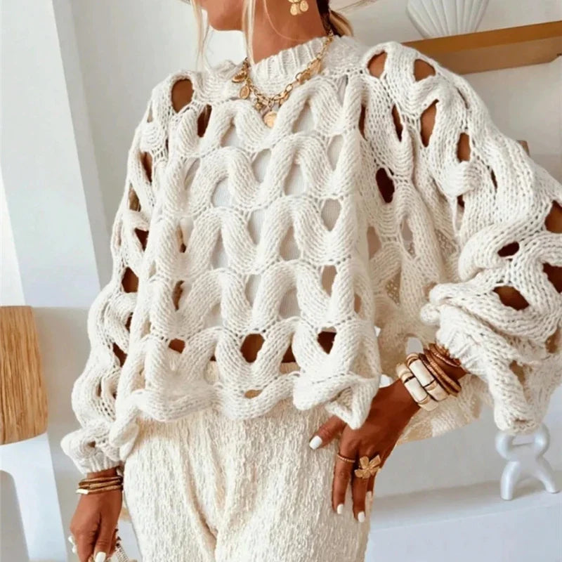 Moda™ | Ażurowy Sweter Statement