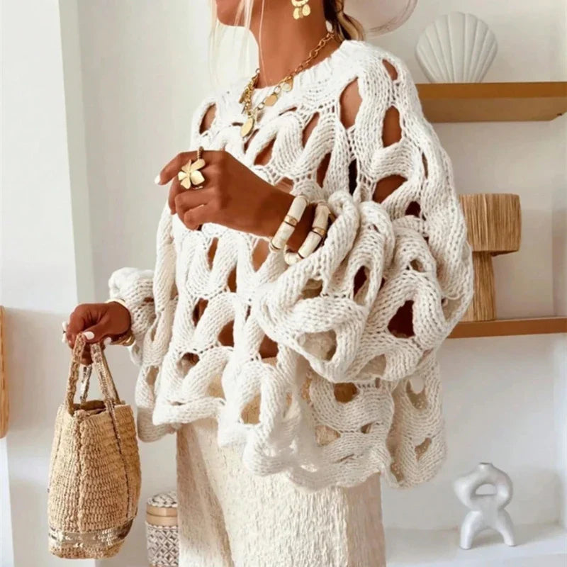 Moda™ | Ażurowy Sweter Statement
