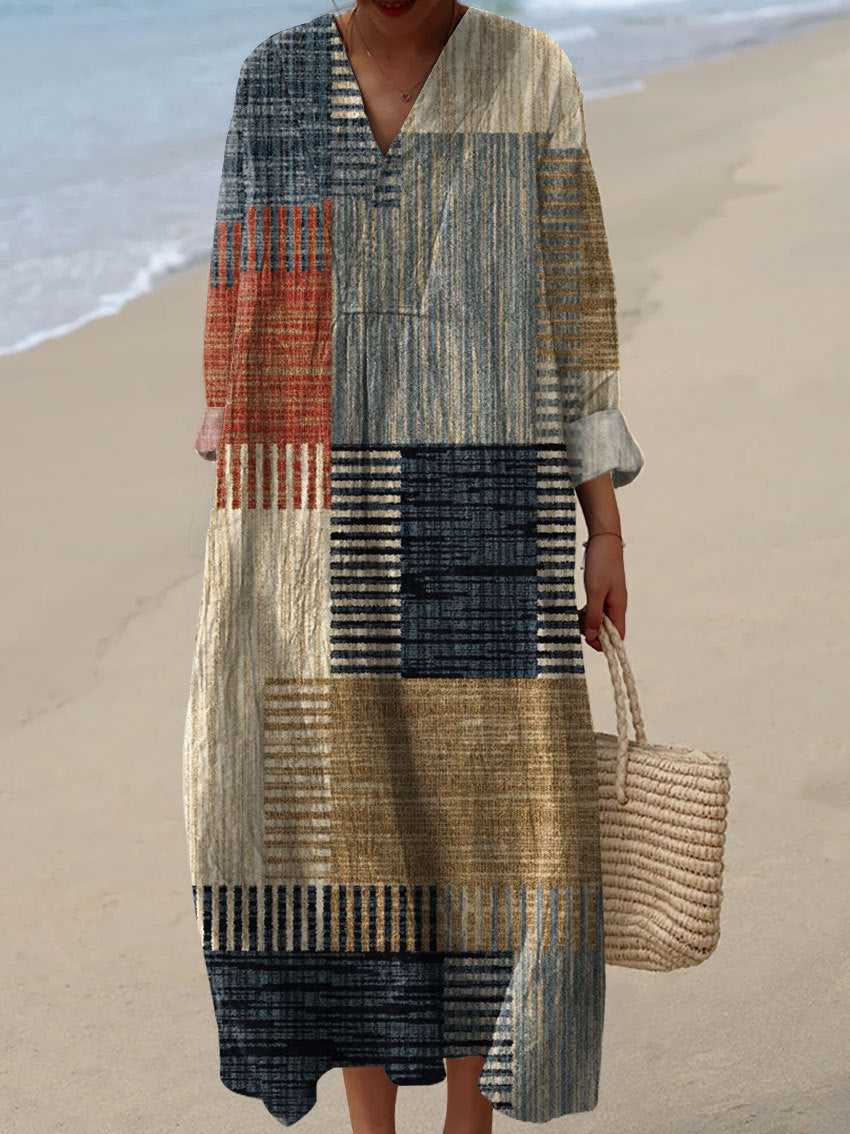 Moda™ – Sukienka maxi z geometrycznym wzorem