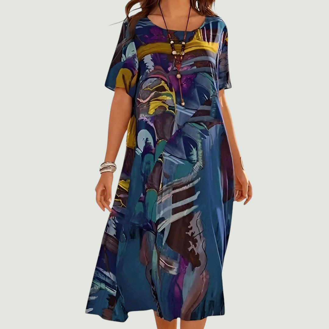 Moda | Abstrakcyjna sukienka midi
