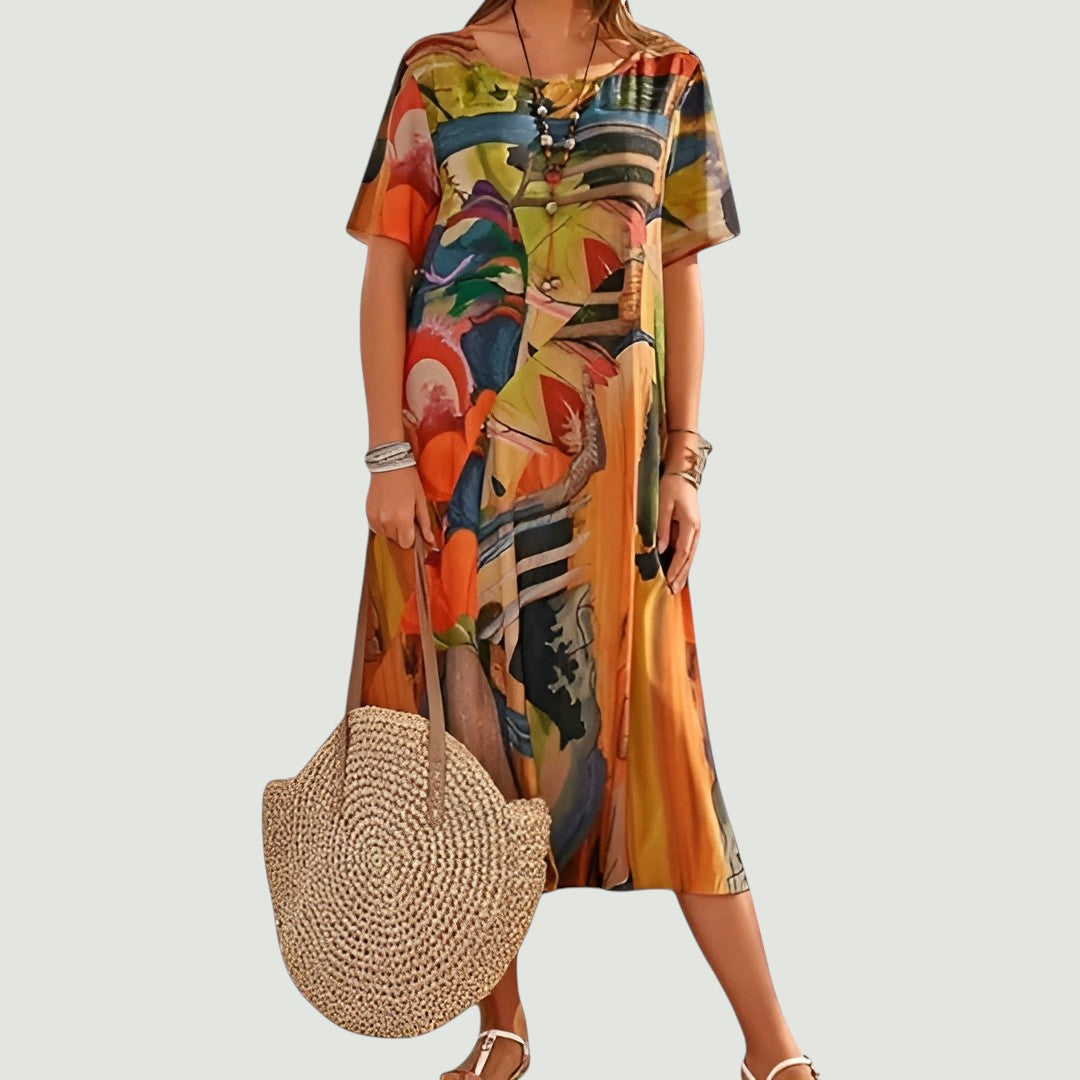 Moda | Abstrakcyjna sukienka midi