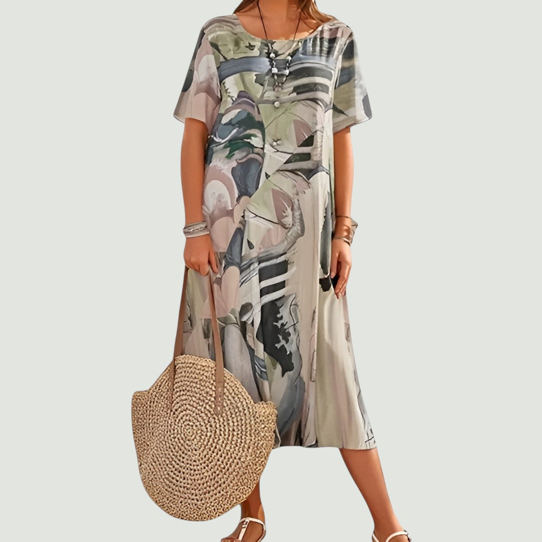 Moda | Abstrakcyjna sukienka midi