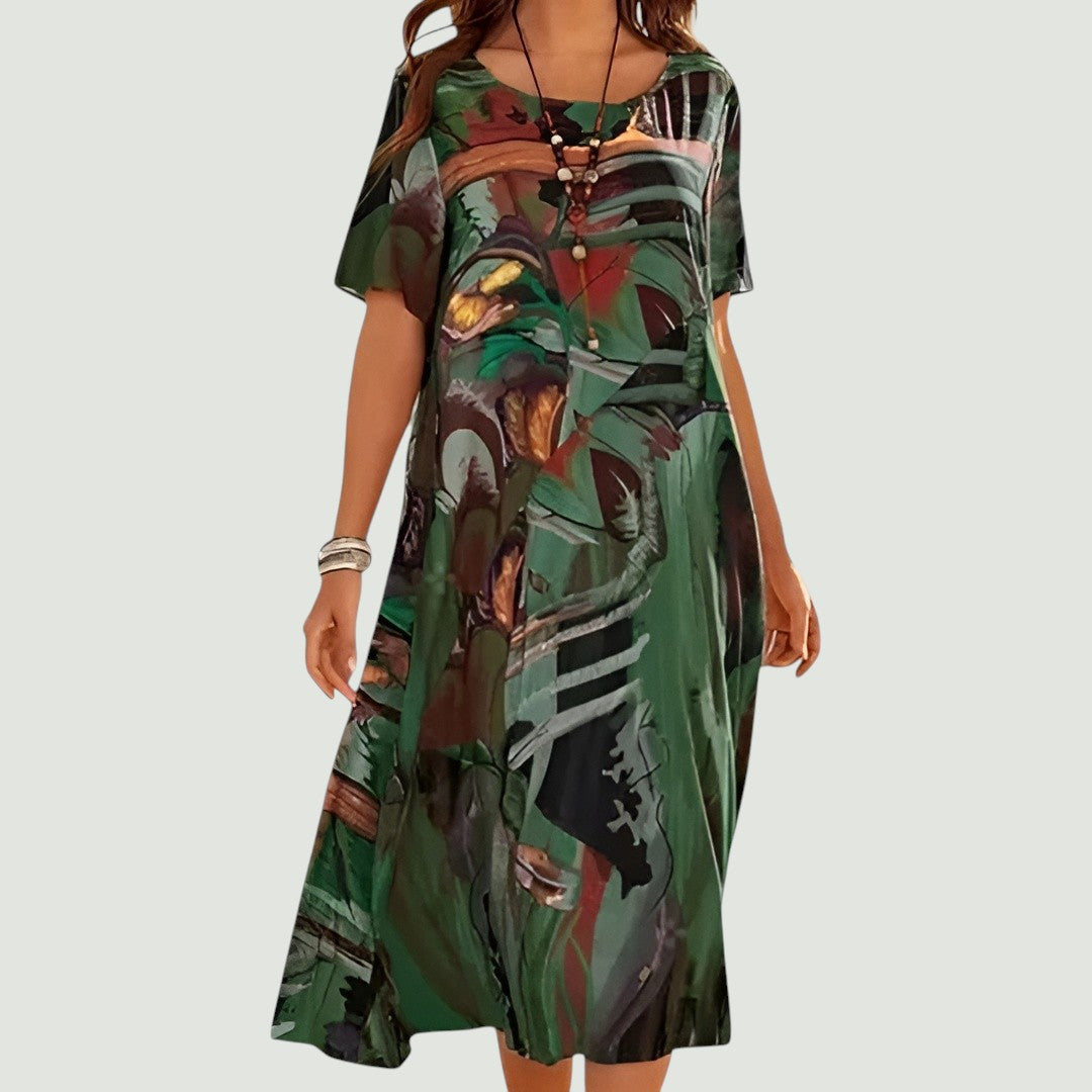 Moda | Abstrakcyjna sukienka midi